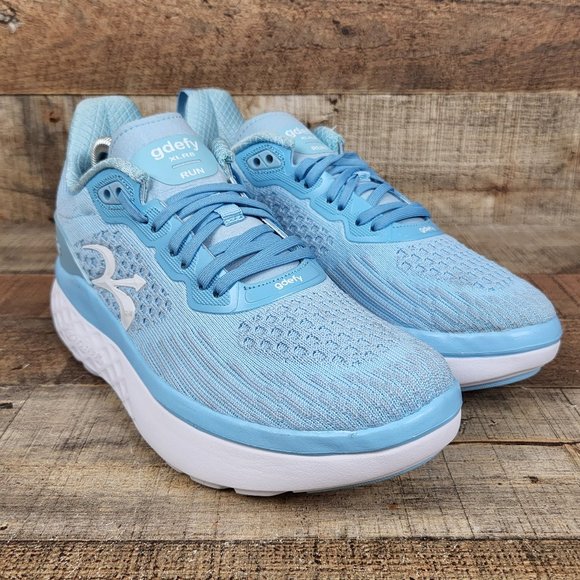 Gravity Defyer Shoes - Gravity Defyer G-Defy XLR8 Women Sz 8 Blue Knit Lace Up Running Shoes Comfort